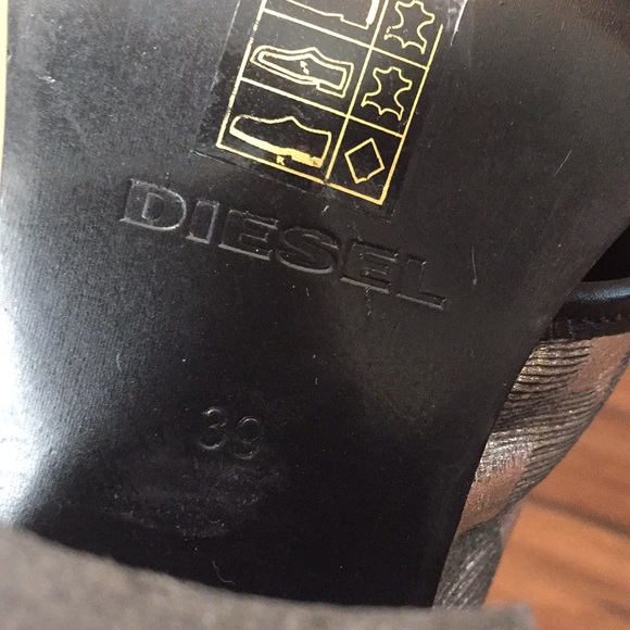 Diesel  heels open toe heels black with silver stars size 39 - Picture 8 of 9